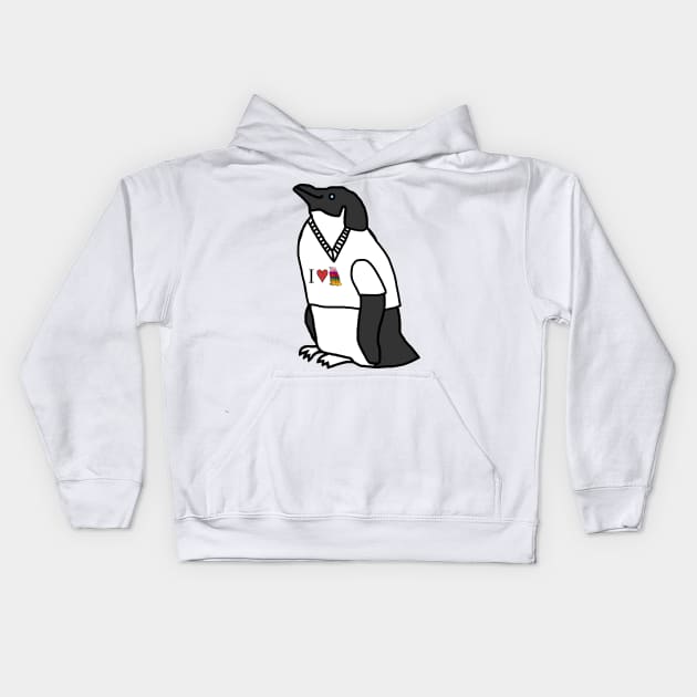 Penguin Wearing a T-Shirt Kids Hoodie by ellenhenryart